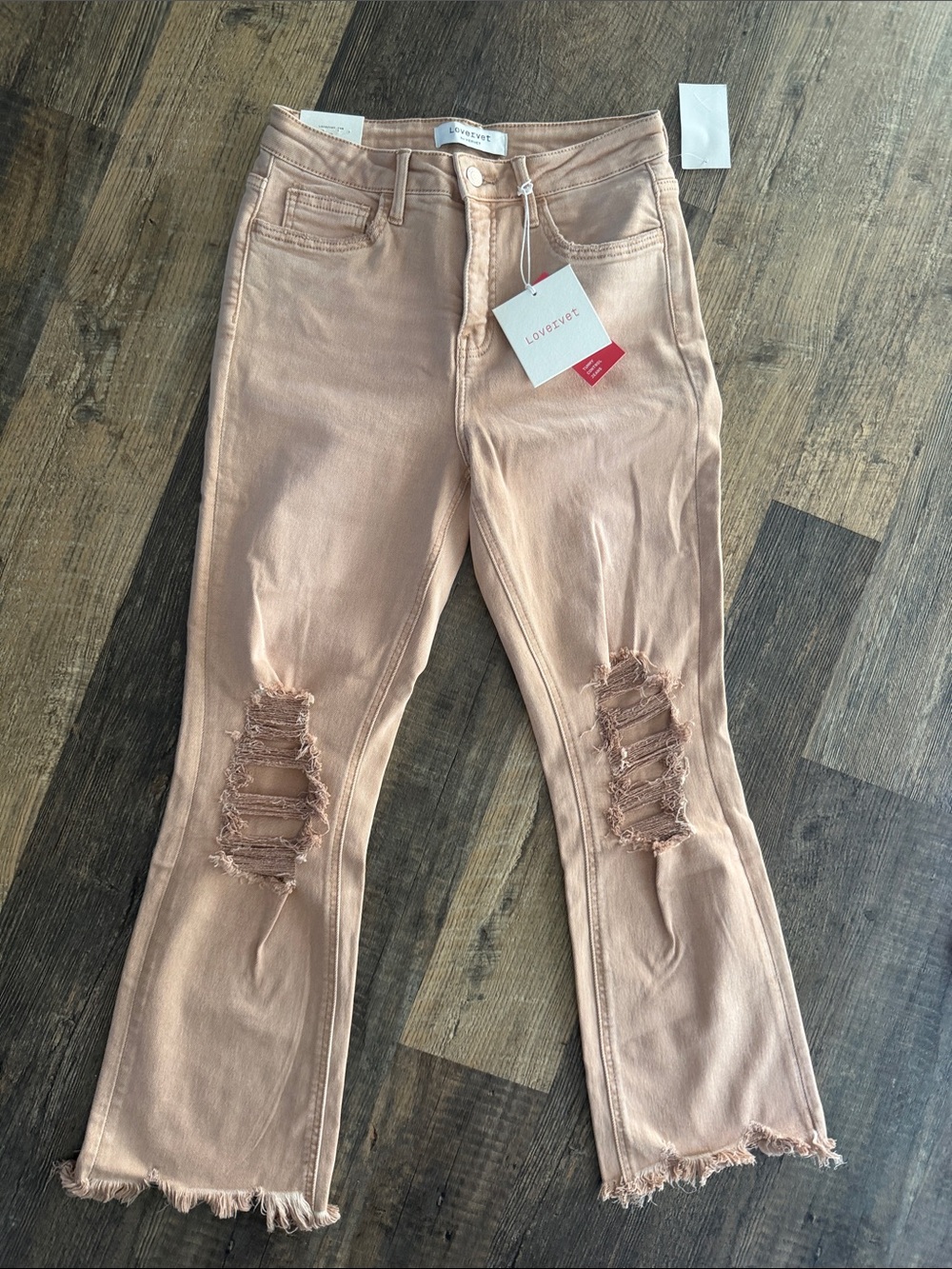 Lovereve Blush Pink Distressed Cropped Jeans NWT Sz 27
